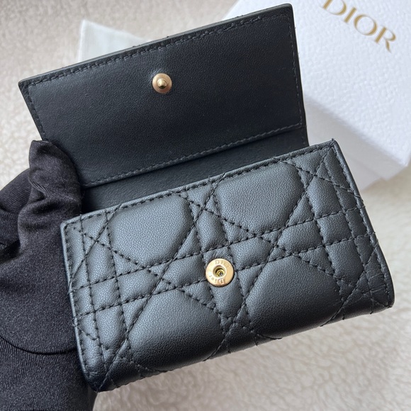 Auth Dior Quilted Logo Charm Key Holder Wallet - Black w/ Gold Hardware - Picture 9 of 13